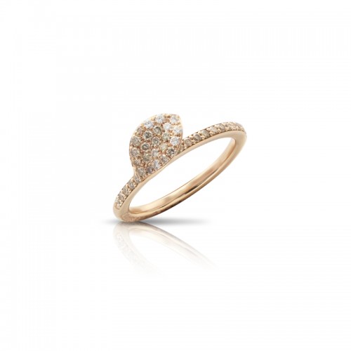 PASQUALE BRUNI 18K ROSE GOLD PETIT GARDEN RING WITH WHITE AND CHAMPAGNE DIAMONDS