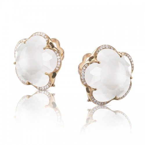 PASQUALE BRUNI 18K ROSE GOLD DIAMOND AND WHITE QUARTZ EARRINGS 0.17-DIA. 19.29-QUARTZ