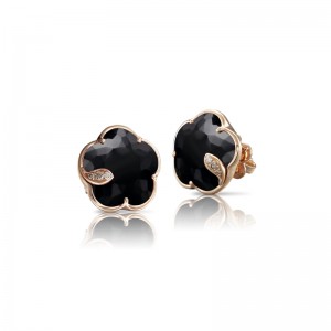 PASQUALE BRUNI 18K ROSE GOLD PETIT JOLI EARRINGS WITH ONYX, WHITE AND CHAMPAGNE DIAMONDS
