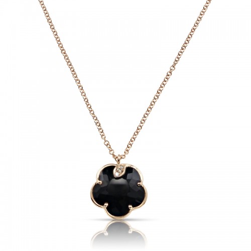 18K PINK GOLD PETIT JOLI ONYX AND DIAMONDS PENDANT