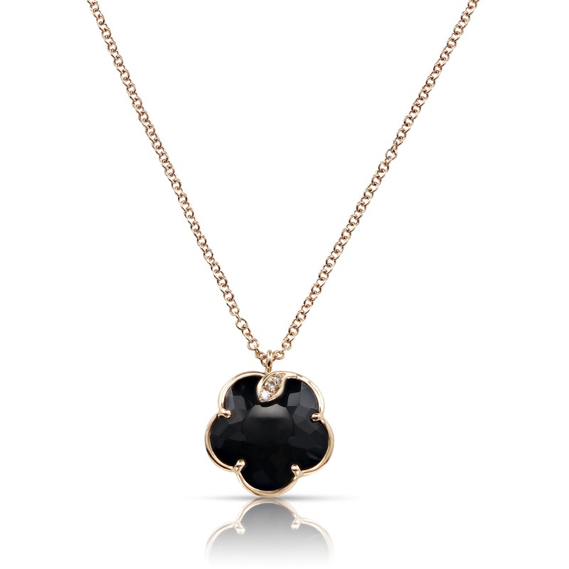 18K PINK GOLD PETIT JOLI ONYX AND DIAMONDS PENDANT