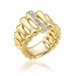 18K Yellow Gold Diamond Bamboo Ring.