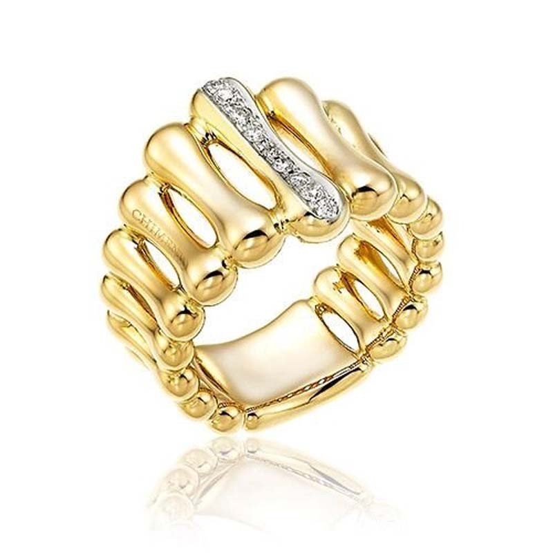 18K Yellow Gold Diamond Bamboo Ring.