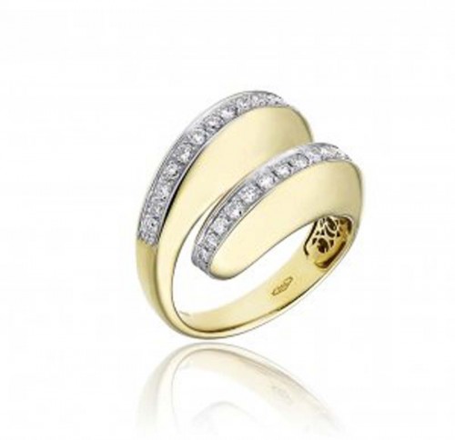 18K Yellow Gold Stretch Volta Ring With Diamonds 0.73Ct.