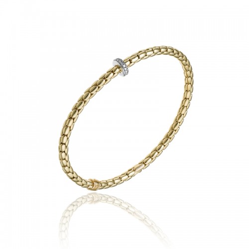 CHIMENTO 18K YELLOW GOLD STRETCH SPRING DIAMON RING BRACELET 0.10 VS-G.