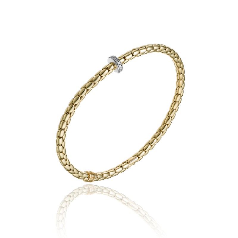 CHIMENTO 18K YELLOW GOLD STRETCH SPRING DIAMON RING BRACELET 0.10 VS-G.