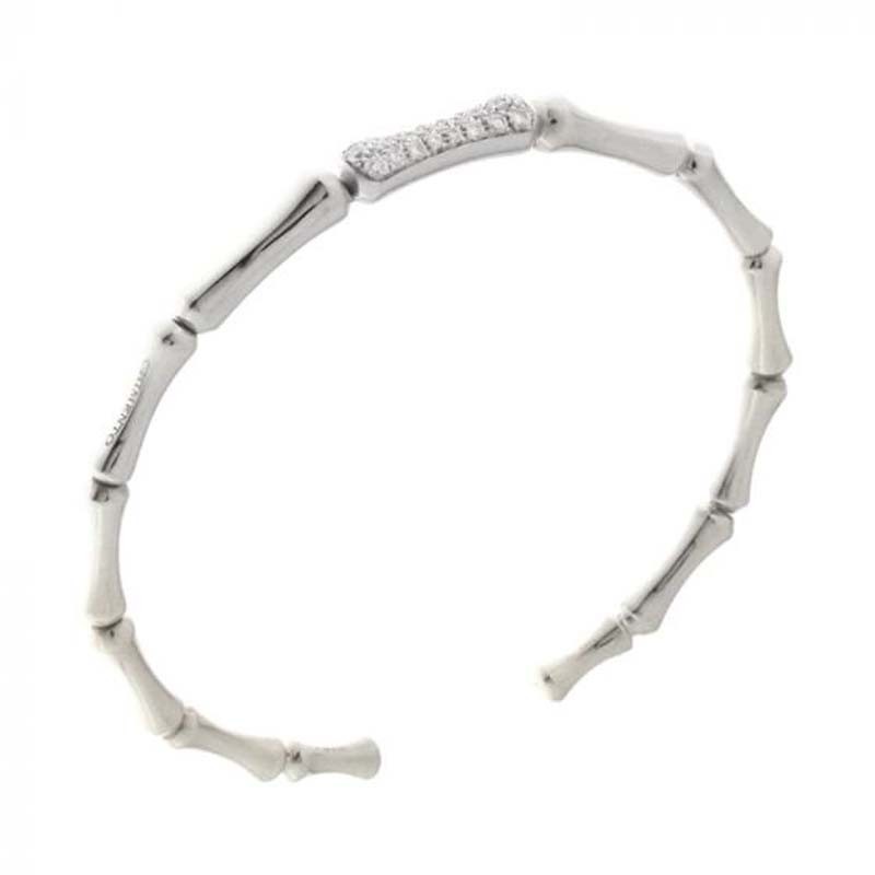CHIMENTO WG THIN BAMBOO CUFF W/1 PAVE LINK.