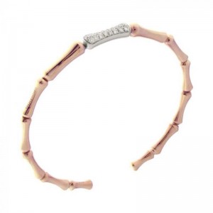 CHIMENTO RG THIN BAMBOO CUFF W/WG PAVE LINK BRACELET .38PTS.