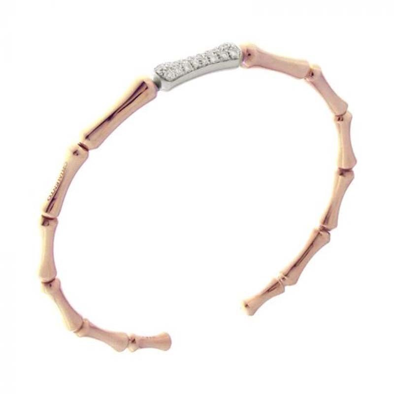 CHIMENTO RG THIN BAMBOO CUFF W/WG PAVE LINK BRACELET .38PTS.