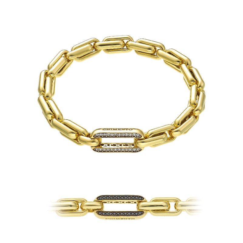 CHIMENTO 18K YELLOW GOLD BLACK DIAMOND LINK X-TEND BRACELET 0.14 VS-G 18.20GR.