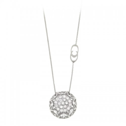 CHIMENTO CALEIDOS DIAMOND CLUSTER PENDANT ON 18K WHITE GOLD CHAIN