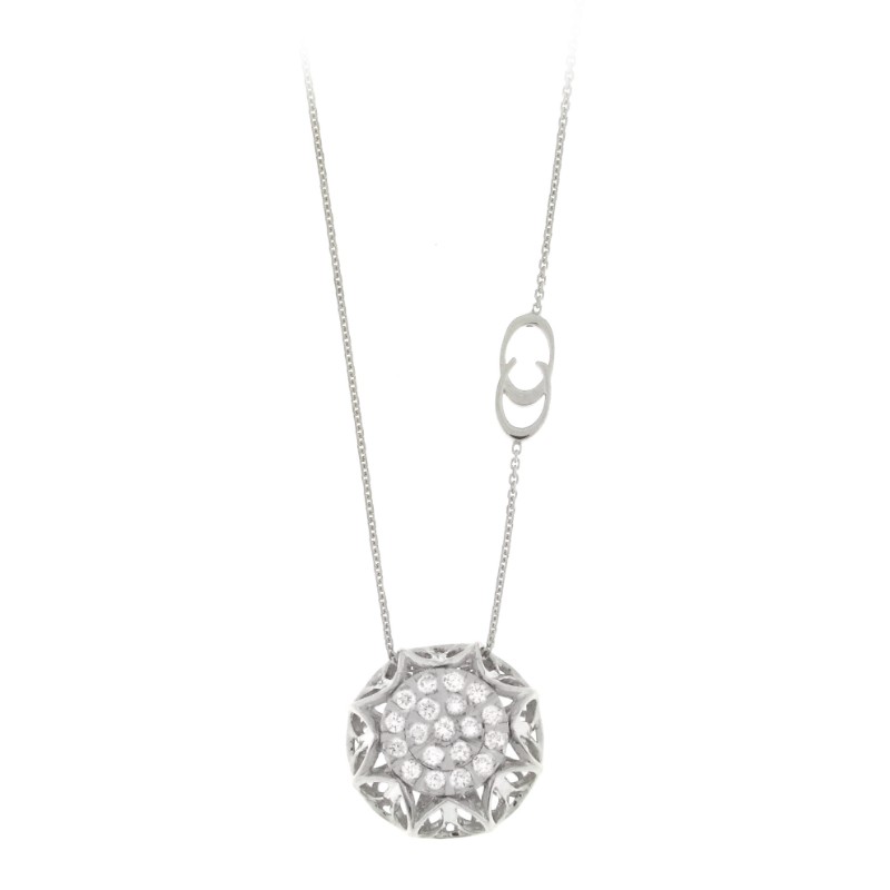 CHIMENTO CALEIDOS DIAMOND CLUSTER PENDANT ON 18K WHITE GOLD CHAIN