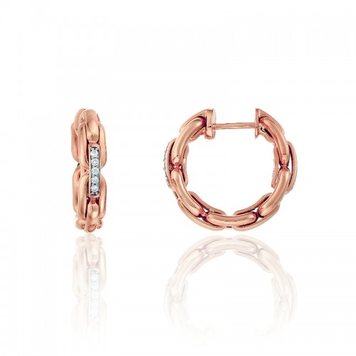 CHIMENTO 18K ROSE GOLD DIAMOND CONNECTION X-TEND SMALL HOOP EARRINGS 0.10 VS-G.