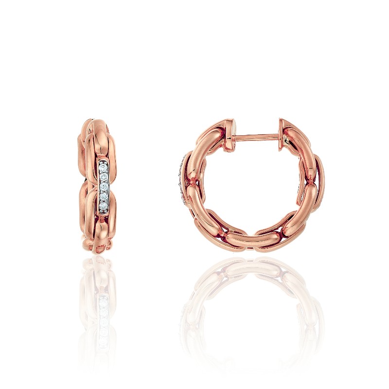 CHIMENTO 18K ROSE GOLD DIAMOND CONNECTION X-TEND SMALL HOOP EARRINGS 0.10 VS-G.