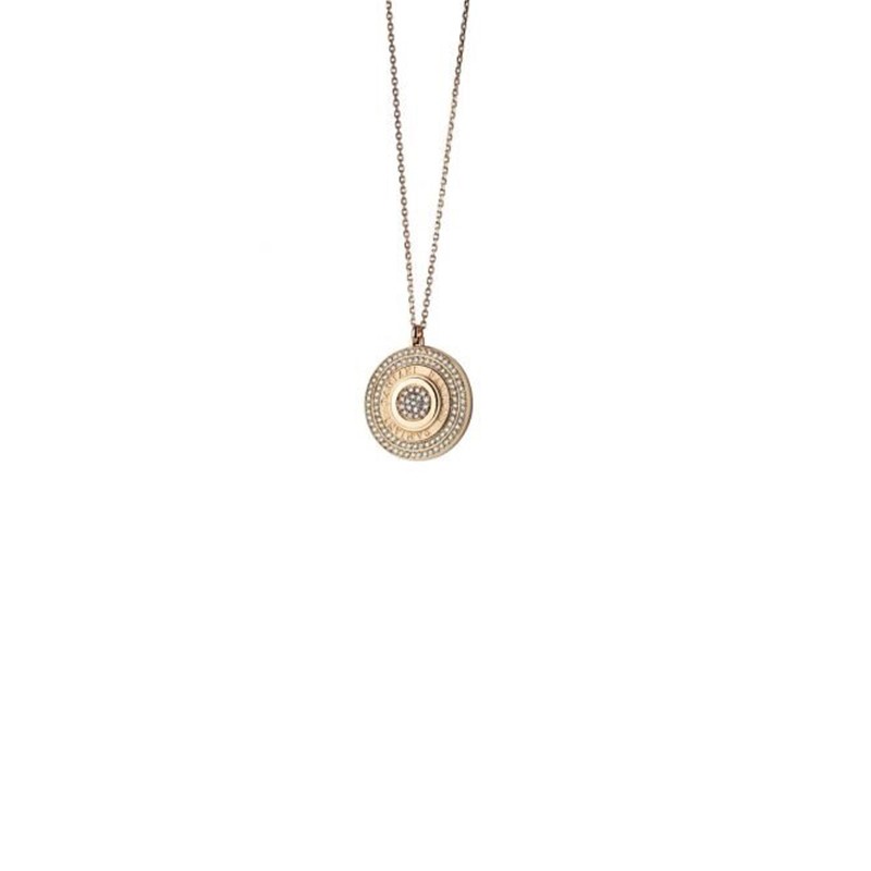 DAMIANI PAVE COIN LOGO, 18K ROSE GOLD, .99CT.