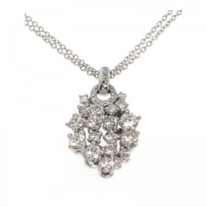 DAMIANI 18K WHITE GOLD DIAMOND CLUSTER PENDANT NECKLACE. DIAMOND WT=1.720