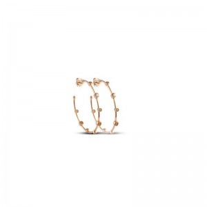 DAMIANI 18K ROSE GOLD BROWN DIAMONDS MOON DROP HOOP EARRINGS 1.0600.