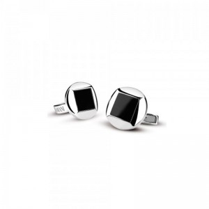 DAMIANI D.SIDE SILVER AND ONYX CUFFLINKS