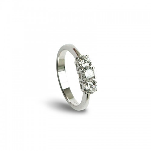Damiani 18k White Gold 3 Stone Diamond Ring 0.45ctw.