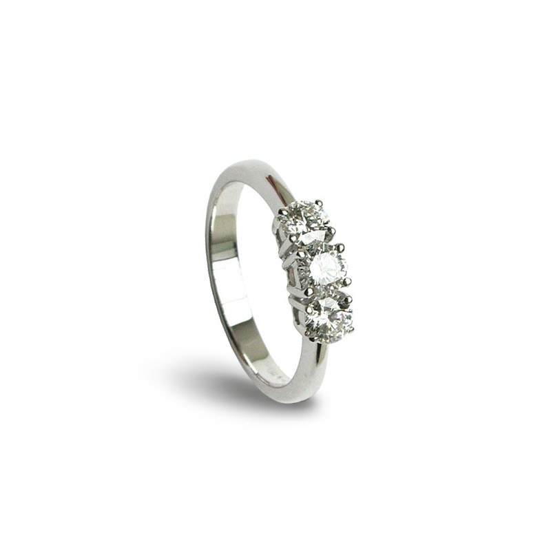 Damiani 18k White Gold 3 Stone Diamond Ring 0.45ctw.