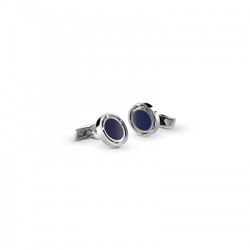 DAMIANI D.SIDE STEEL, PINK GOLD AND LAPIS CUFFLINKS