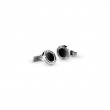 DAMIANI D-SIDE STEEL AND PINK GOLD DOTS BLACK ONYX CUFFLINKS.