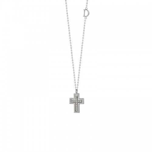 DAMIANI WHITE GOLD DIAMOND CROSS PENDANT 0.0490.