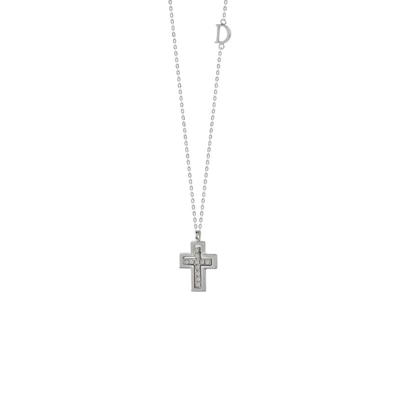 DAMIANI WHITE GOLD DIAMOND CROSS PENDANT 0.0490.