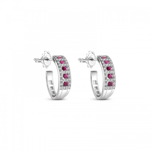 DAMIANI 18K WHITE GOLD DIAMOND AND RUBIES BELLE EPOQUE EARRINGS DIA-0.2040. RUBIES-0.500