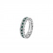 18K WHITE GOLD DIAMOND AND EMERALD WEDDING BAND 0.3000-DIA, 0.480-EMER.