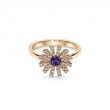 18K Rose Gold Margherita Brown Diamonds And Amethyst Ring Size 13 Dia-0.3540.