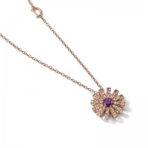 Damiani 18k Pink Gold Brown Diamond and Amethyst Necklace 0.60ctw.
