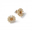 Damiani 18k Yellow Gold Flower Diamond and Citrine Studs 0.85ctw.