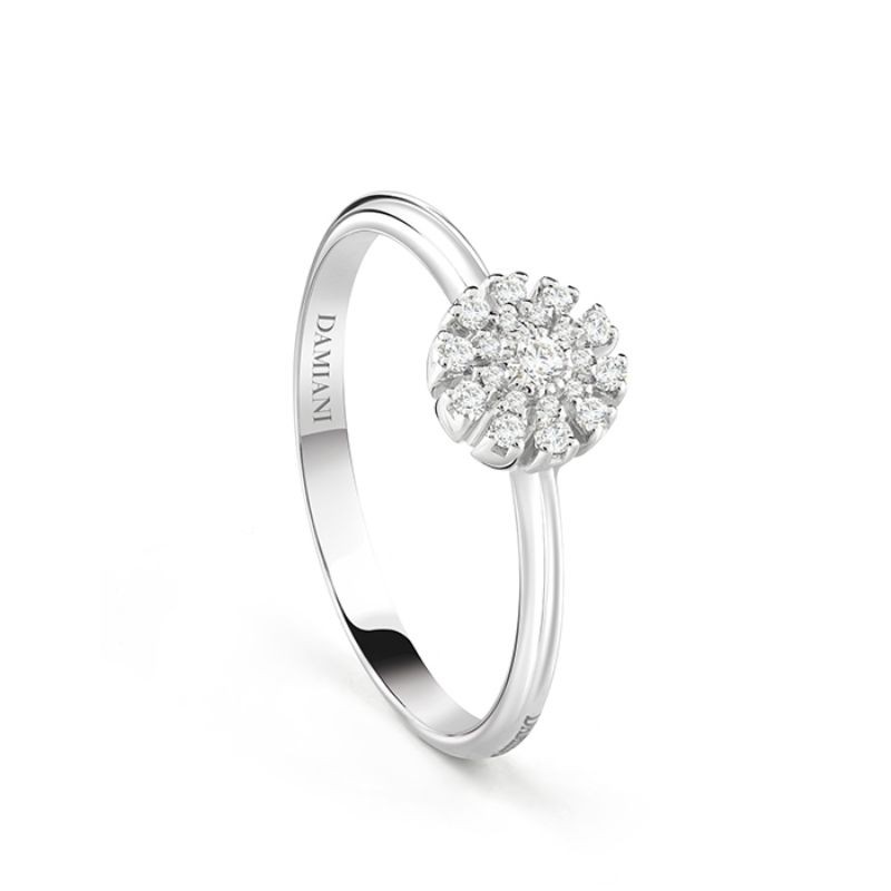 Damiani 18k White Gold Multi Diamond Ring Size 13 Diamond 0.10ctw.