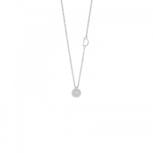 Damiani 18k White Gold Flower Diamond Necklace 0.11ctw.
