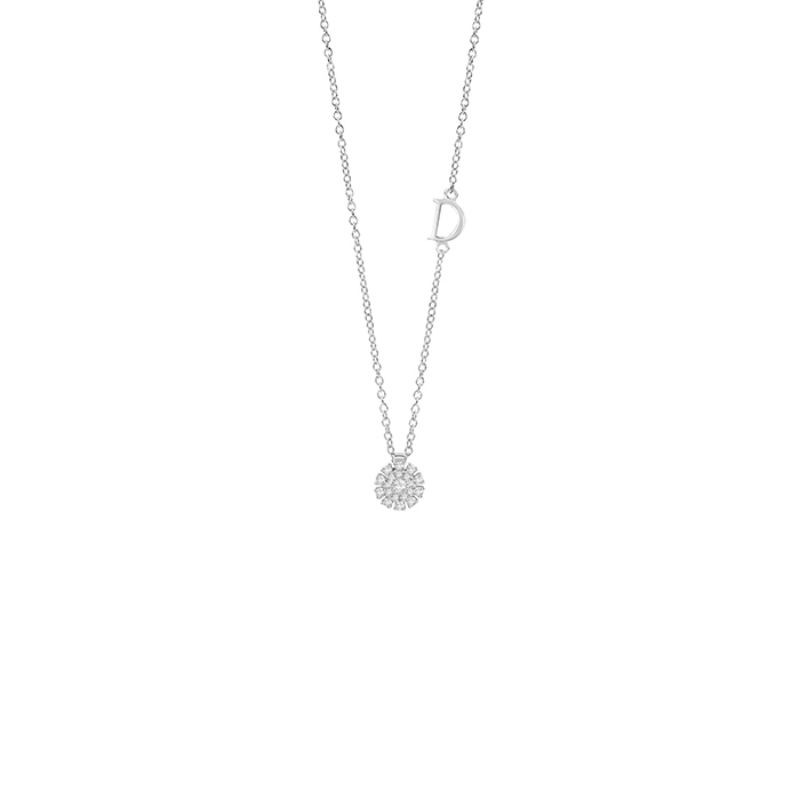 Damiani 18k White Gold Flower Diamond Necklace 0.11ctw.