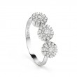Damiani 18k White Gold 3 Diamond flower shaped Ring Diamond 0.30ctw.