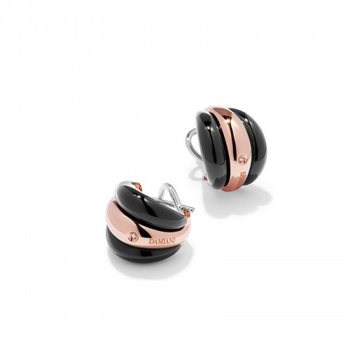 Damiani Spicchi Luna Earrings In Rose Gold & Onyx And Diamond