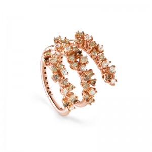 DAMIANI MIMOSA 18K PINK GOLD AND DIAMOND 3-WRAP RING 1.21CT.
