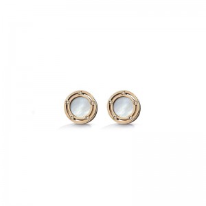 DAMIANI 18K PINK GOLD D-SIDE DIAMOND MOP STUD EARRINGS 0.0500.