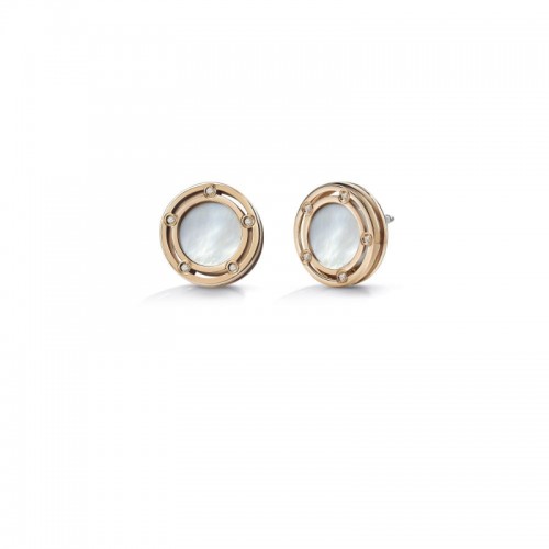 Damiani 18k White and Pink Diamond and Mother and Pearl Earrings 0.05ctw.