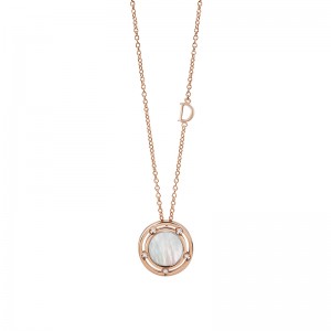 Damiani 18K White and Pink Gold with Diamond and Mother of Pearl Necklace 0.10ct. w