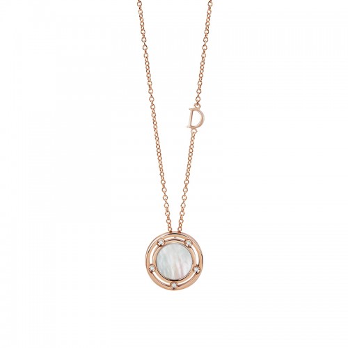 Damiani 18K White and Pink Gold with Diamond and Mother of Pearl Necklace 0.10ct. w