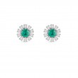 DAMIANI 18K WHITE GOLD DIAMOND AND EMERALD STUD EARRINGS 0.1500, EMERALD-0.160.