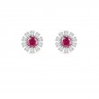 DAMIANI 18K WHITE GOLD SMALL DIAMOND FLOWER AND RUBY EARRINGS 0.1500 RUBY-0.180.