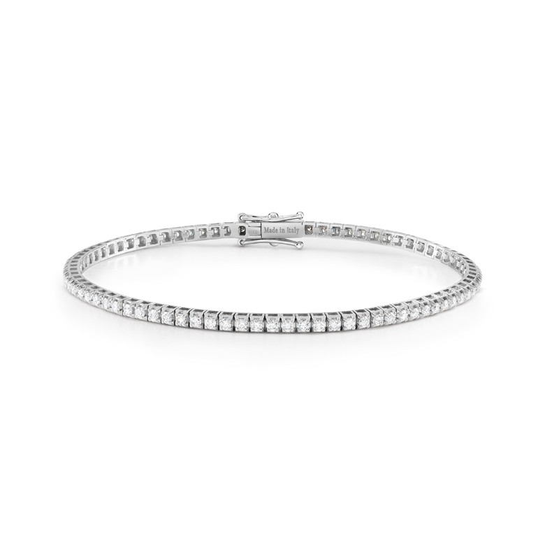Damiani 18k White Gold Large Diamond Tennis Bracelet 1.54ctw.