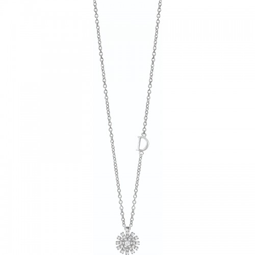 Damiani 18k White Gold Diamond Flower Necklace 0.16ctw.