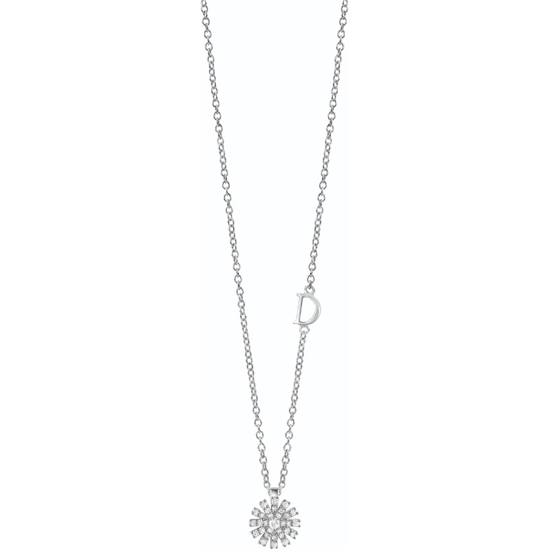 Damiani 18k White Gold Diamond Flower Necklace 0.16ctw.