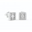 Damiani 18k White Gold Diamond Square Earrings 0.30ctw.