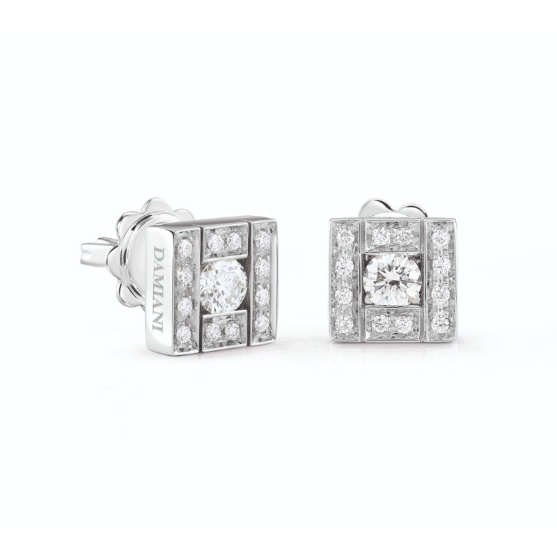 Damiani 18k White Gold Diamond Square Earrings 0.30ctw.